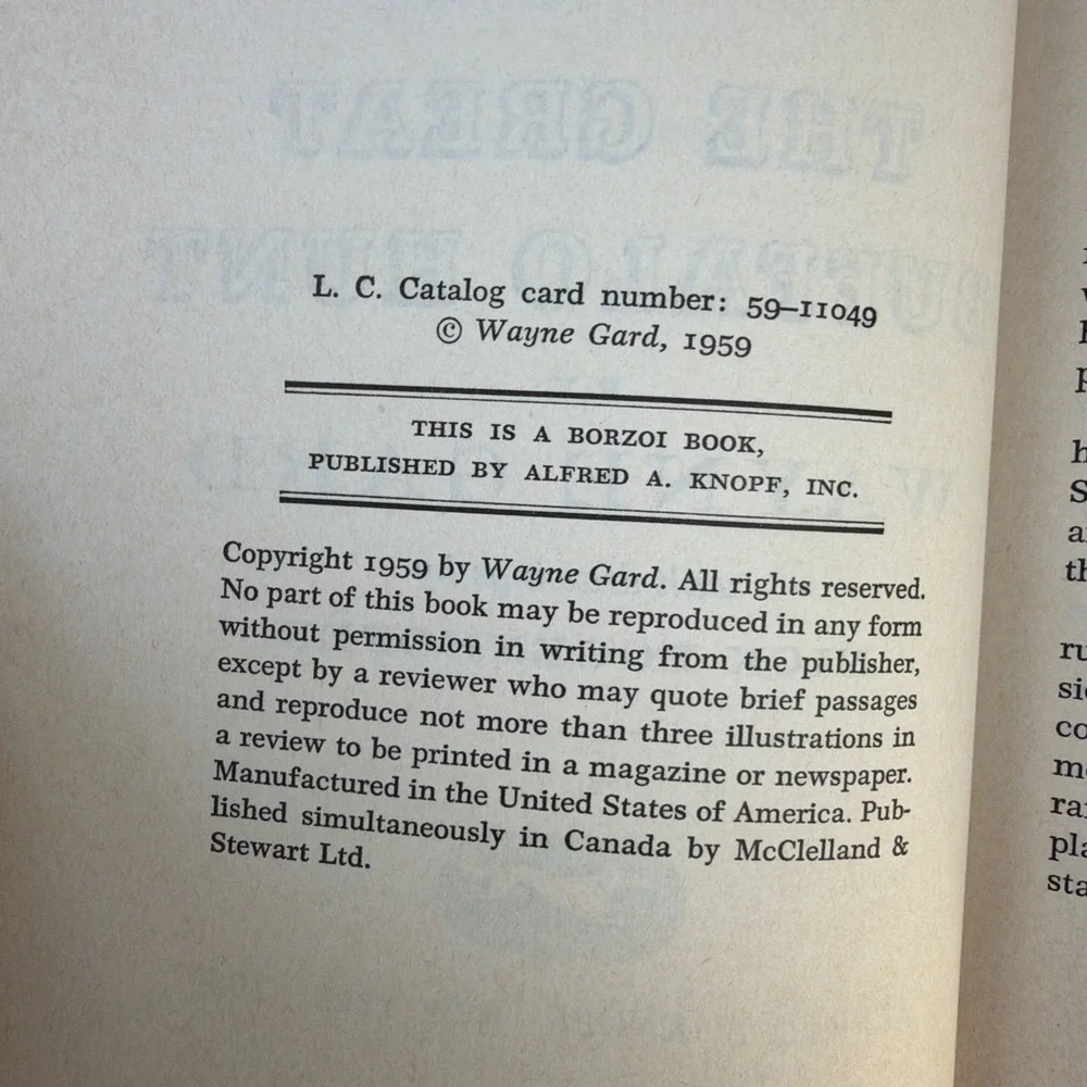 The Great Buffalo Hunt By Wayne Gard. 1959 HCDJ Ist Edition Illustrated‎
